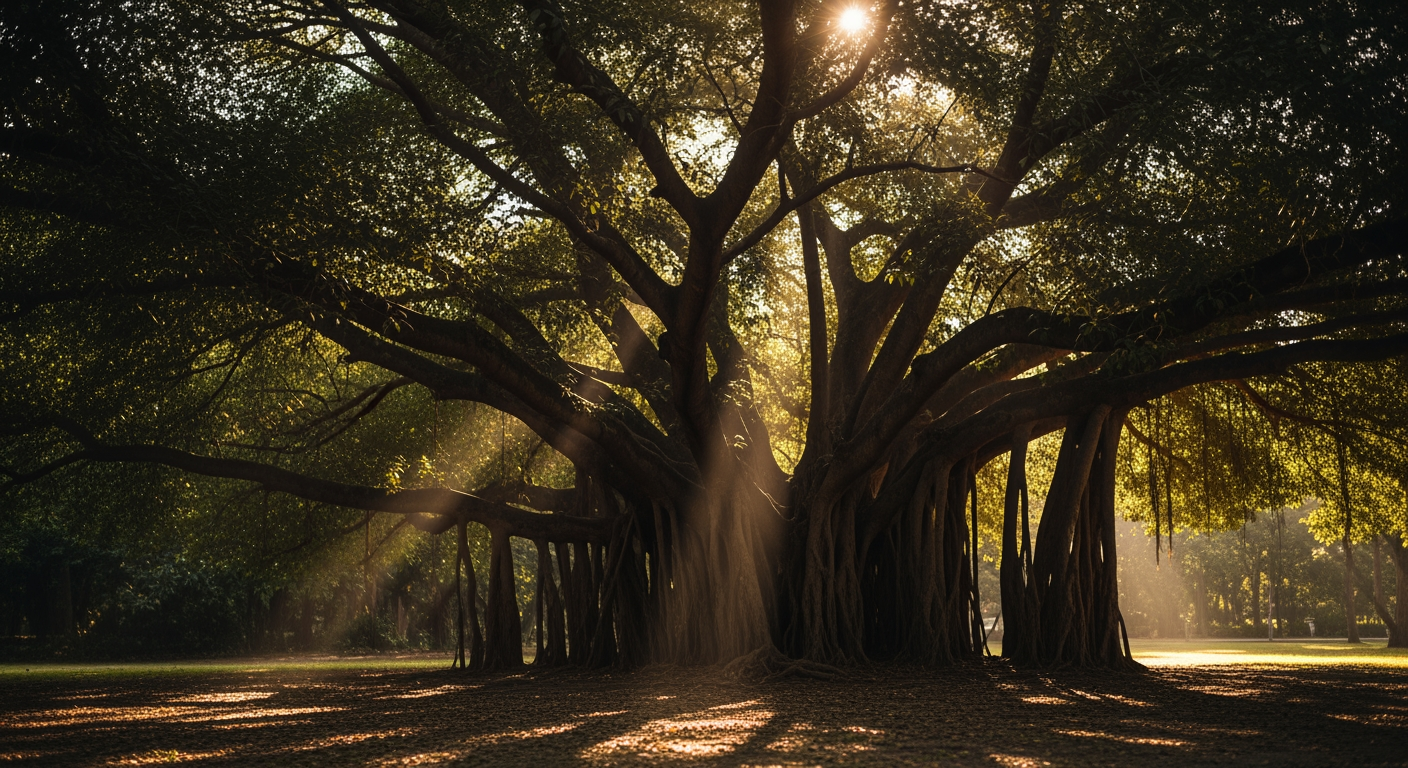 Ancient banyan tree symbolizing 45 years of medical legacy